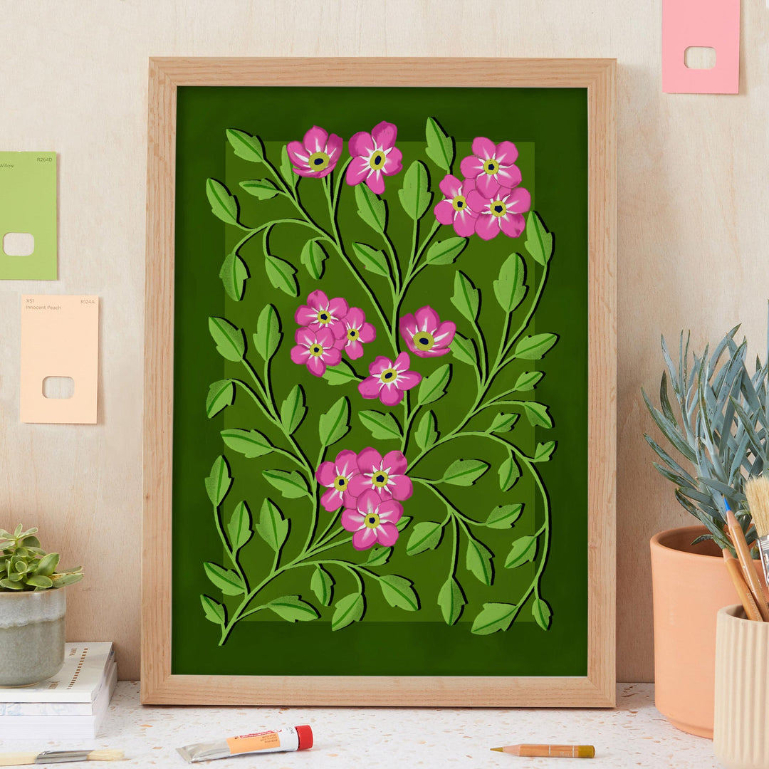 Botanical Patterned Art Print Green