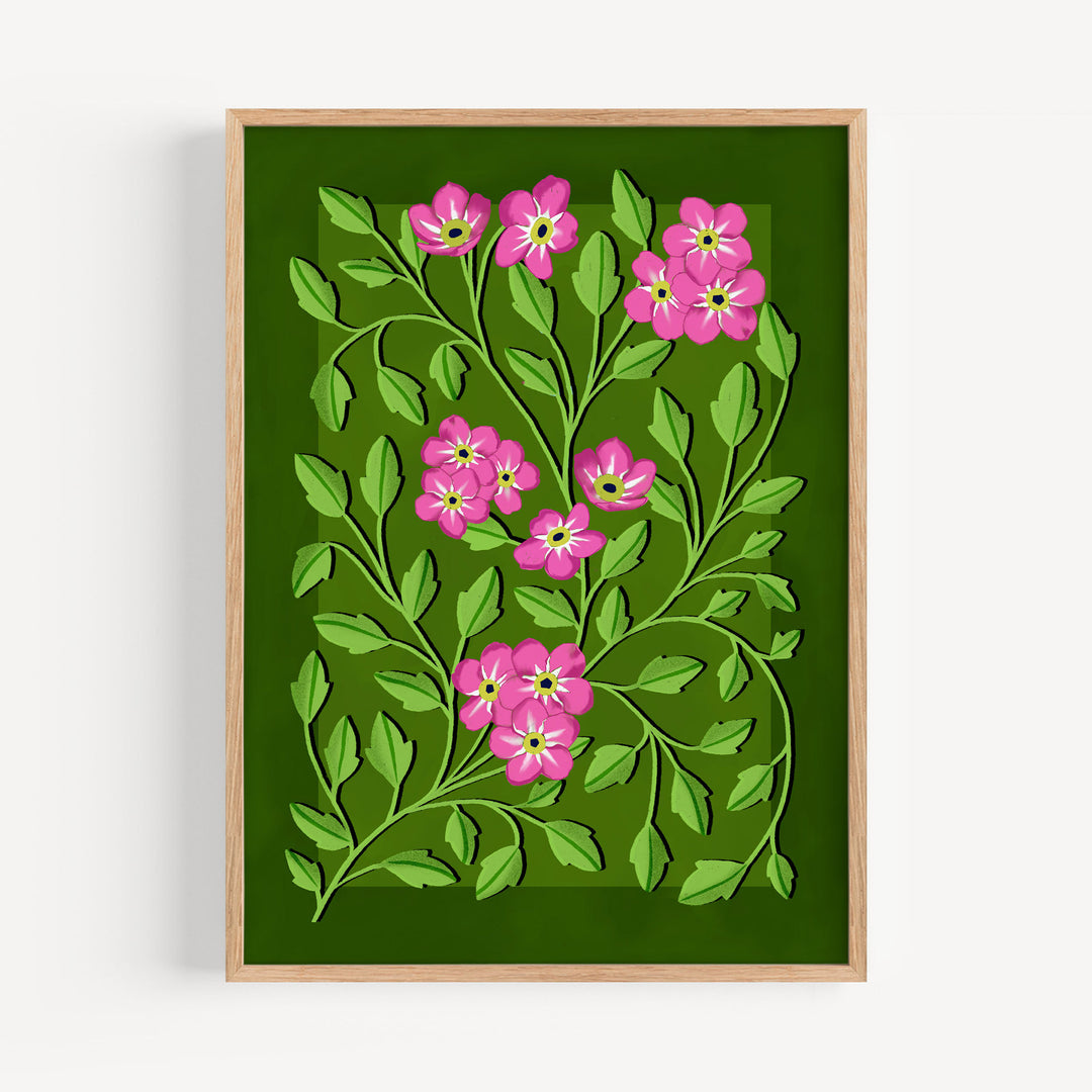 Botanical Patterned Art Print Green