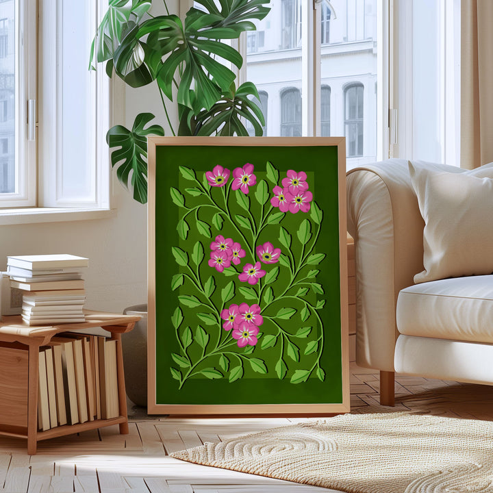 Botanical Patterned Art Print Green