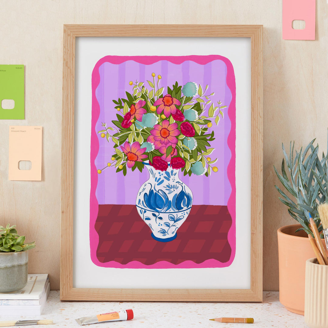 Flowers in Vase Art Print Purple | Wholesale