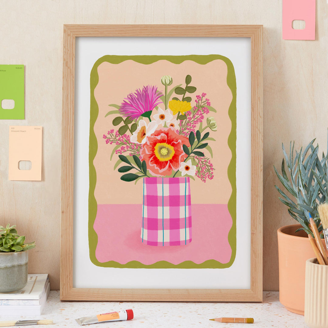 Flowers in Vase Art Print Peach | Wholesale