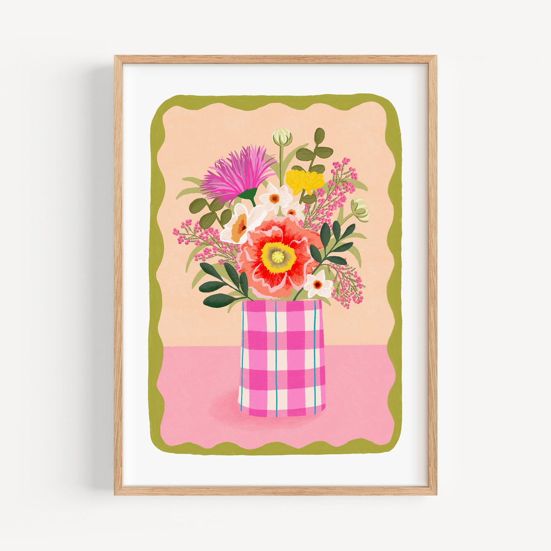 Flowers in Vase Art Print Peach | Wholesale