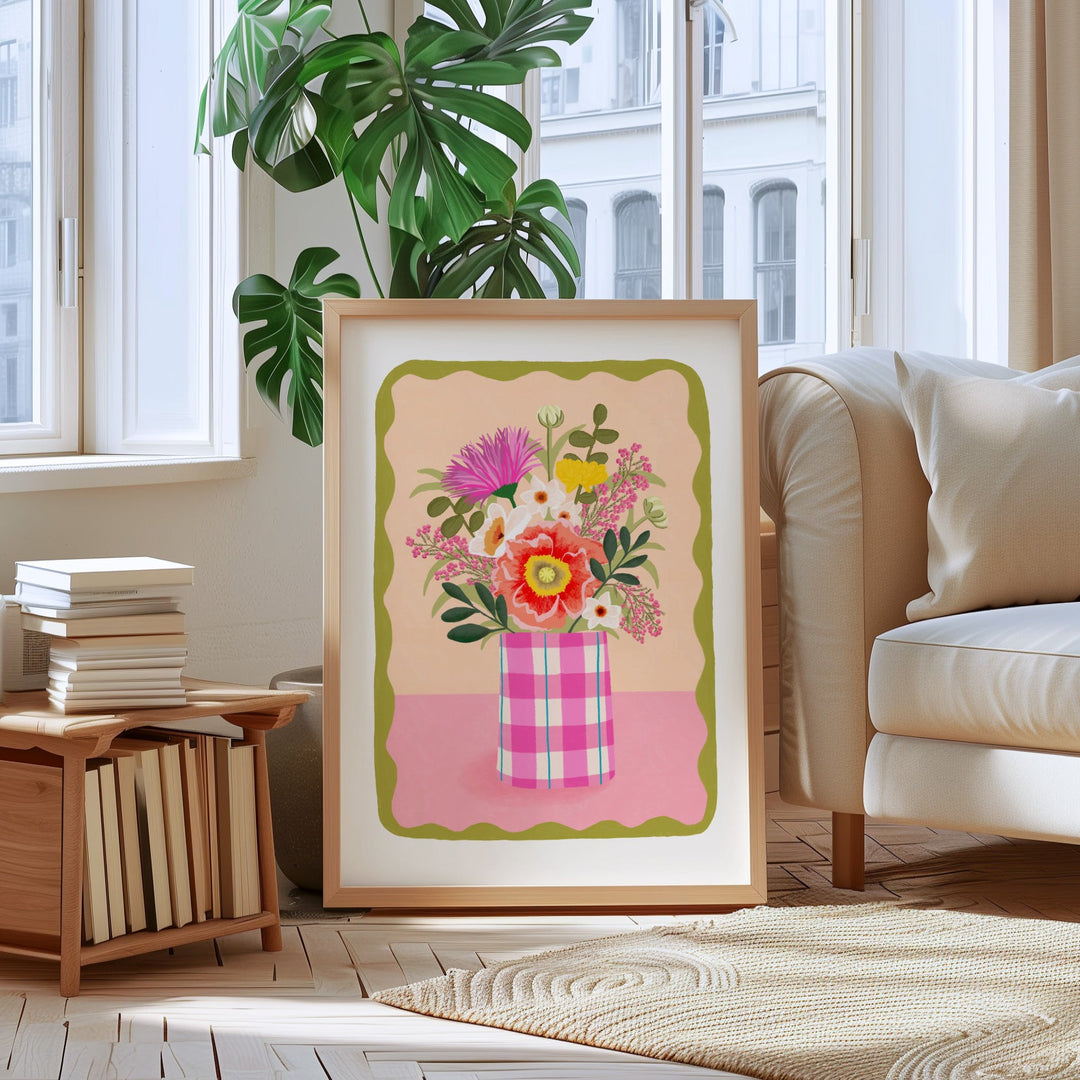 Flowers in Vase Art Print Peach | Wholesale