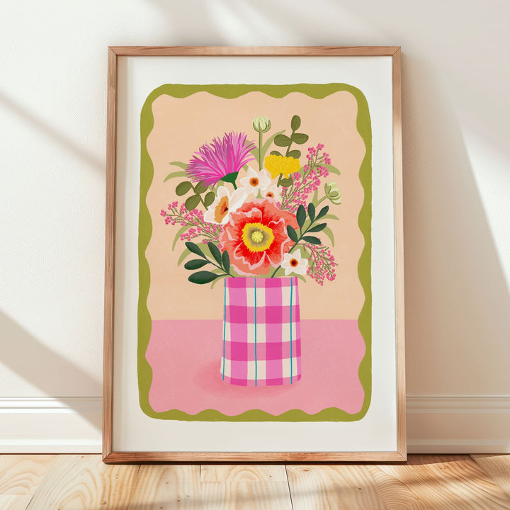 Flowers in Vase Art Print Peach | Wholesale