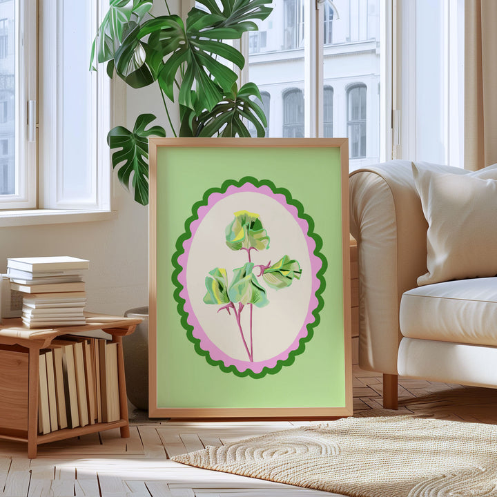 Sweet Pea Flowers Print Green