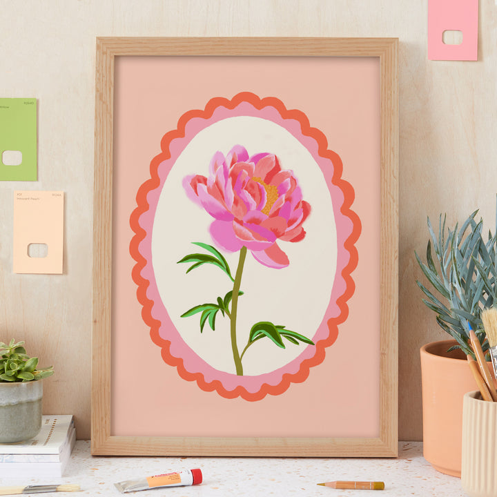 Peony Floral Art Print Pink