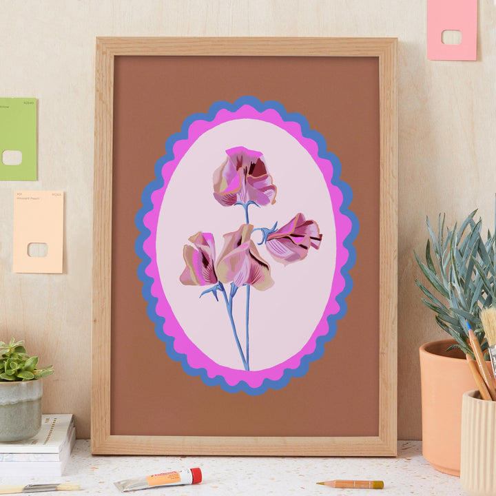 Sweet Pea Art Print in Truffle | Wholesale