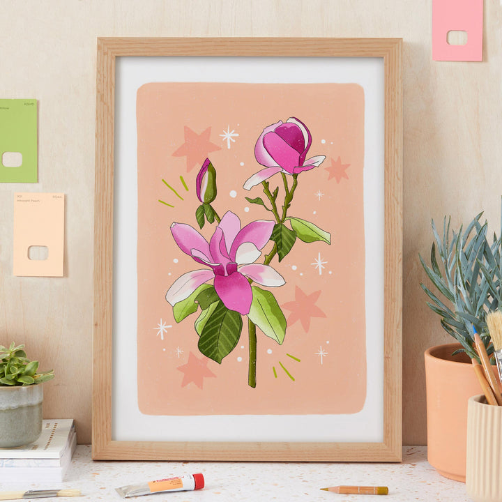 Magnolia Art Print Peach | Wholesale