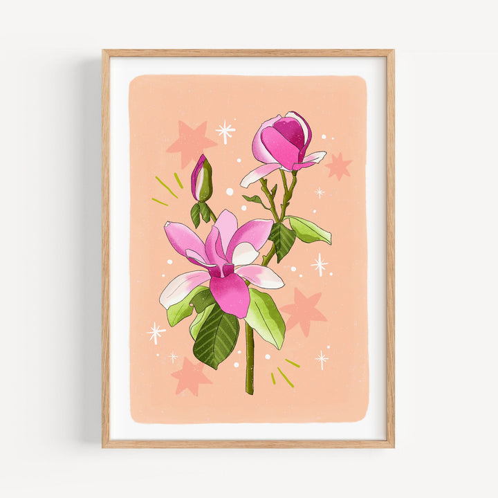 Magnolia Art Print Peach | Wholesale