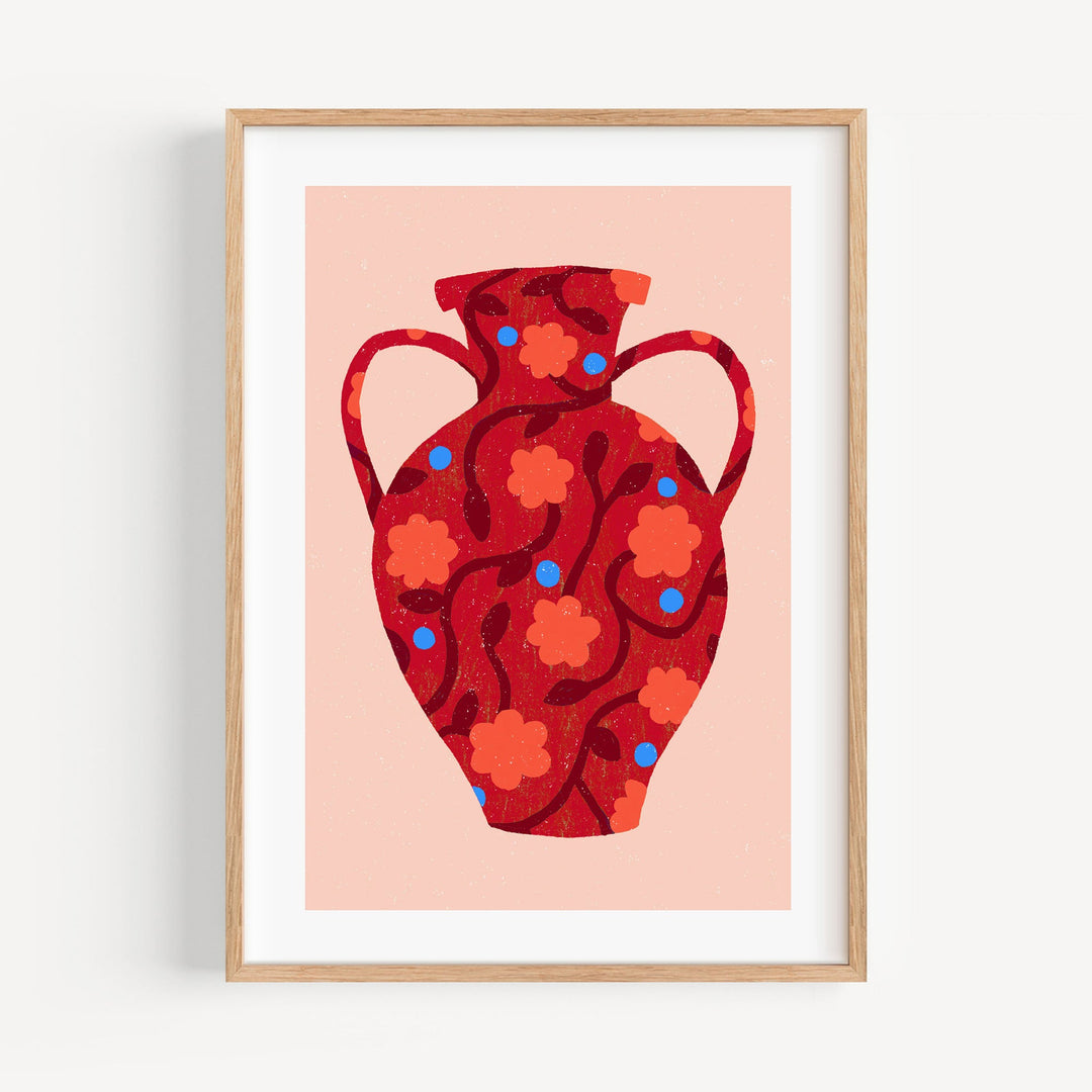 Patterned Red Vase Art Print | Wholesale