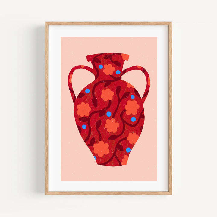 Patterned Red Vase Art Print | Wholesale