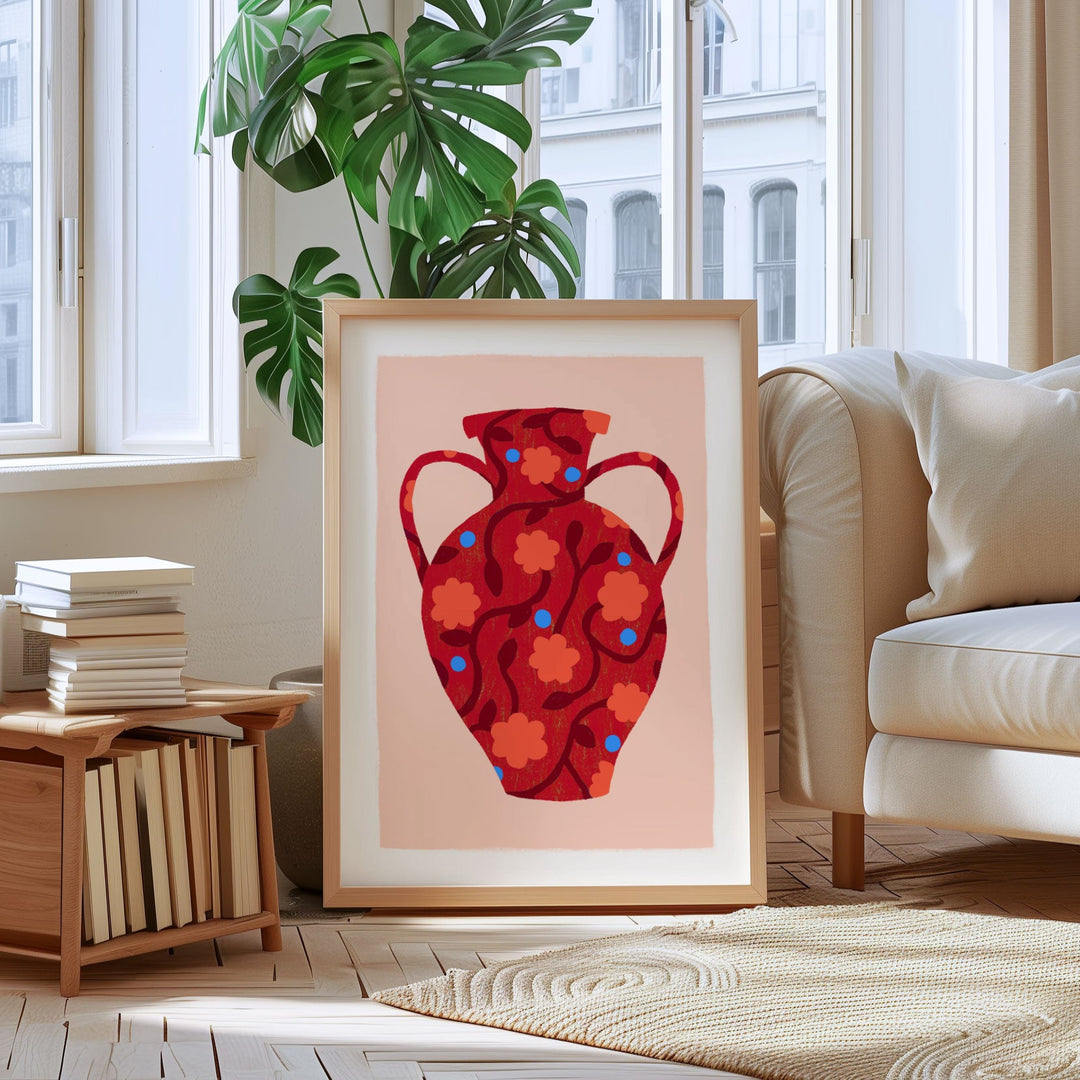 Patterned Red Vase Art Print | Wholesale