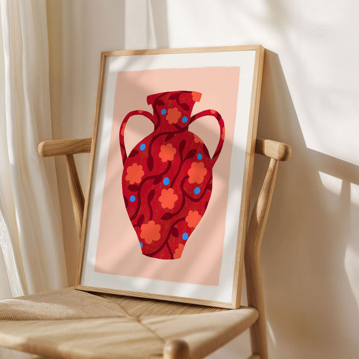 Patterned Red Vase Art Print | Wholesale