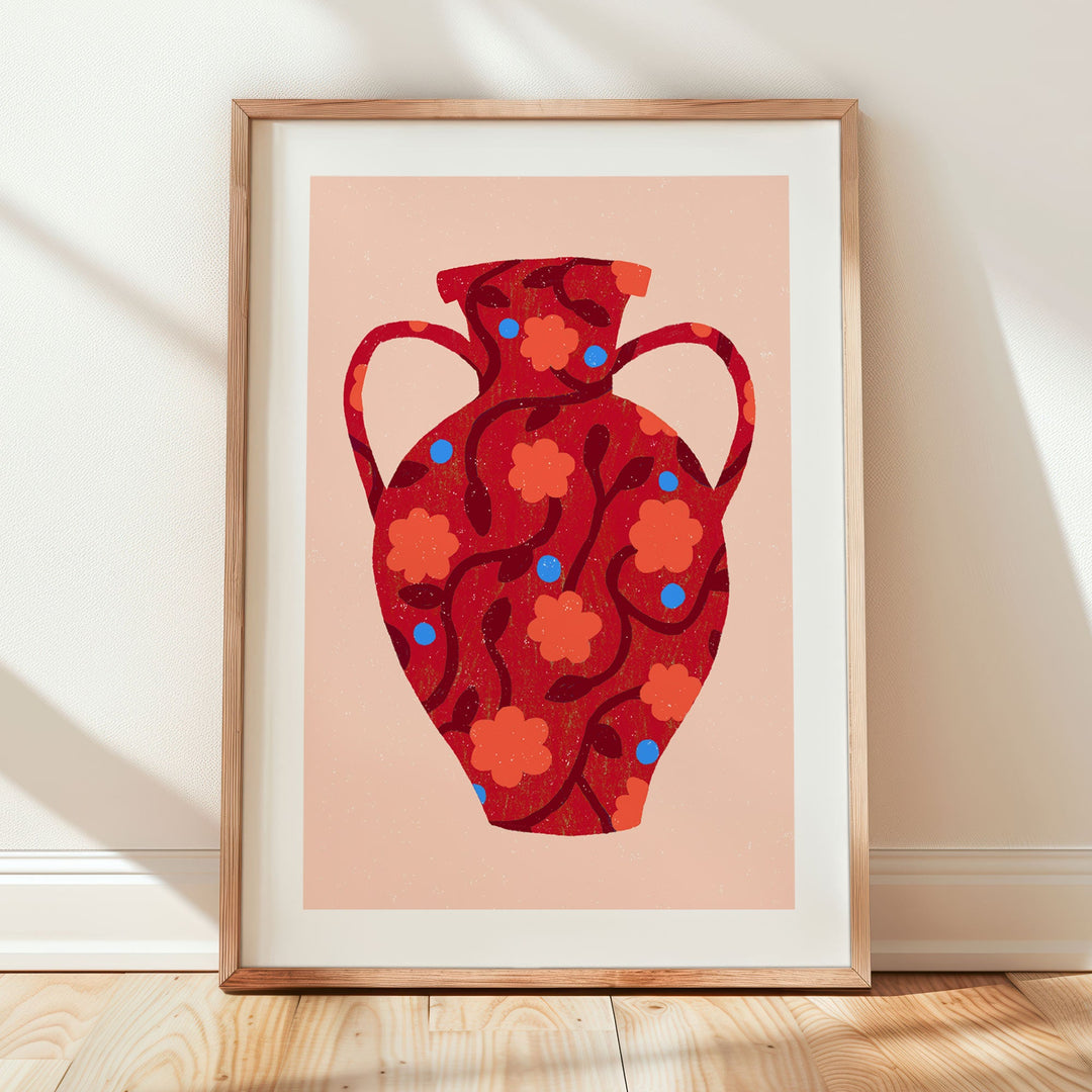 Patterned Red Vase Art Print | Wholesale