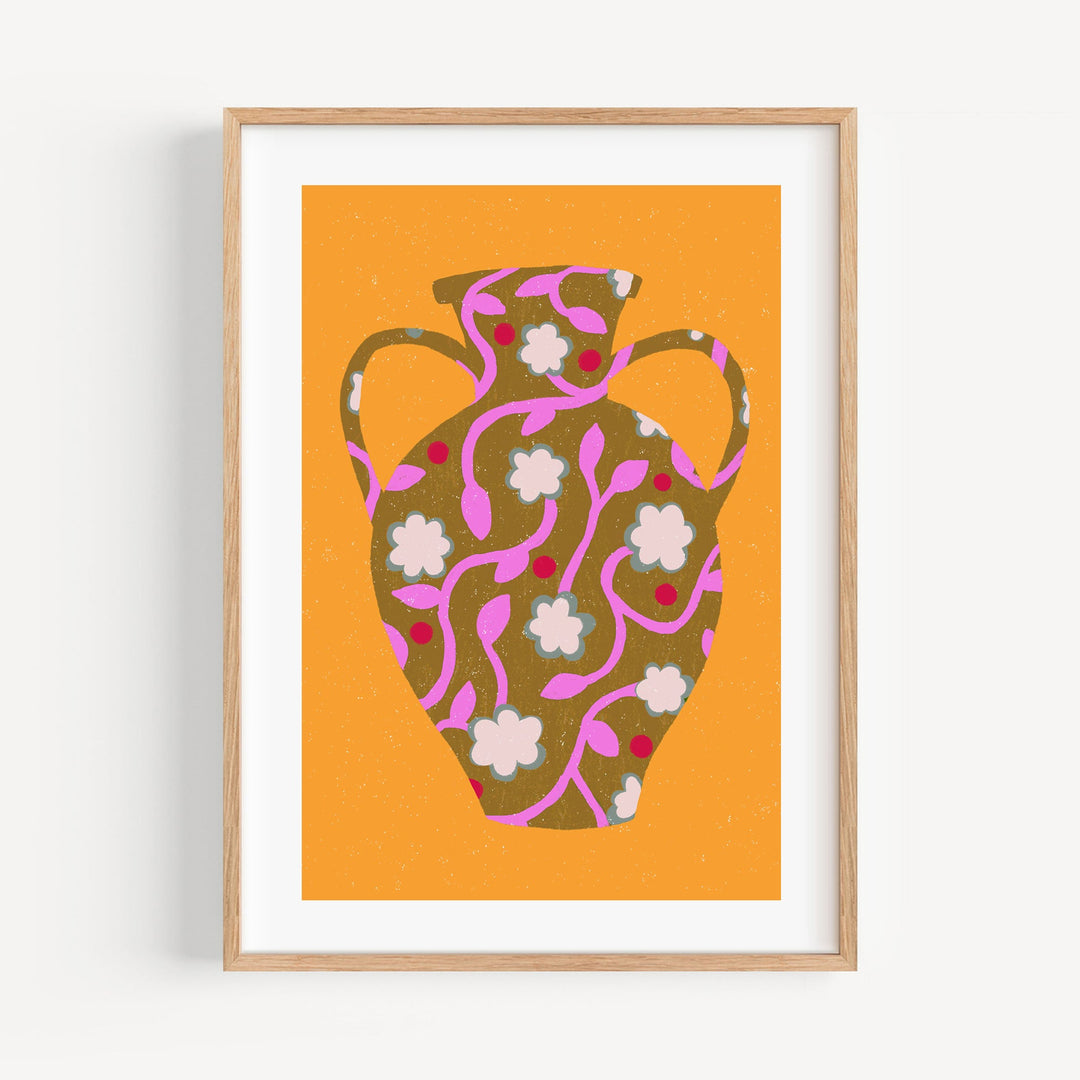 Patterned Vase Yellow Art Print | Wholesale