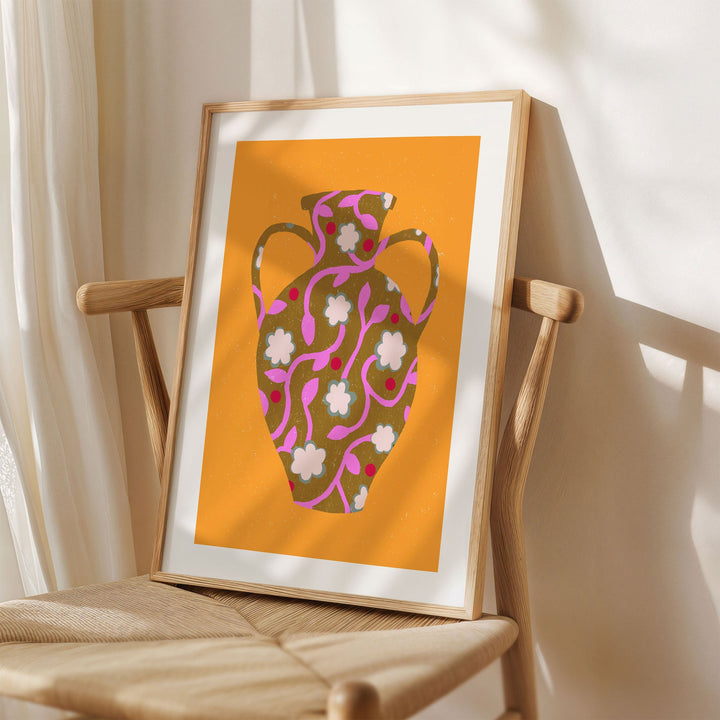 Patterned Vase Yellow Art Print | Wholesale