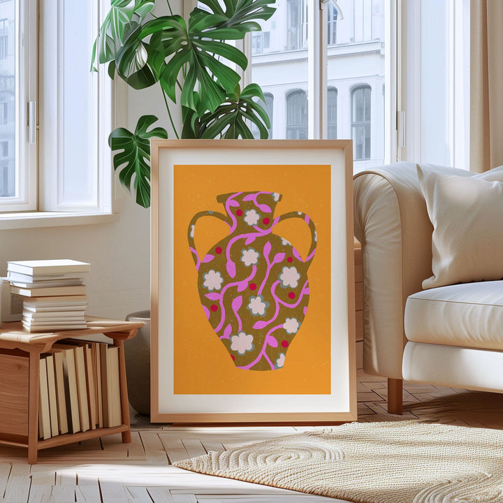 Patterned Vase Yellow Art Print | Wholesale