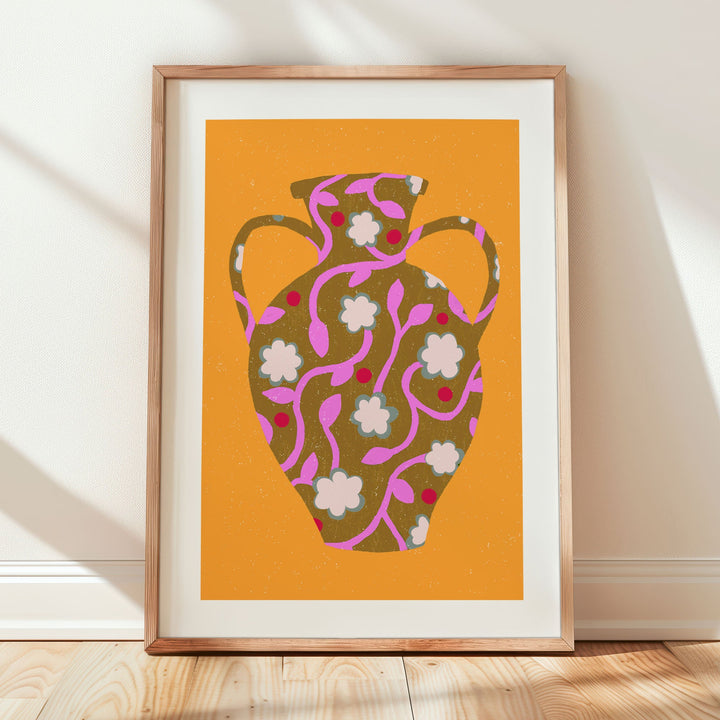 Patterned Vase Yellow Art Print | Wholesale