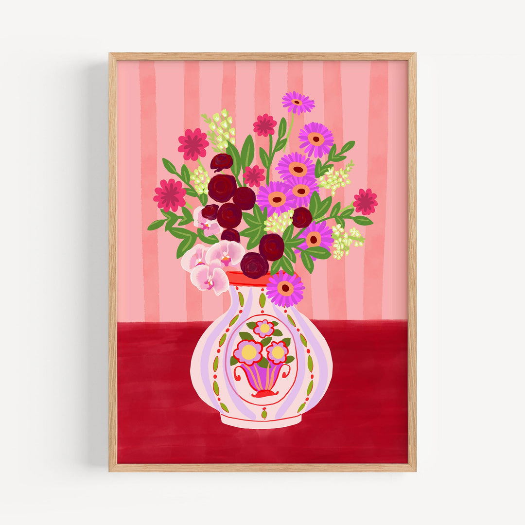 Flowers in Vase Print Red | Wholesale