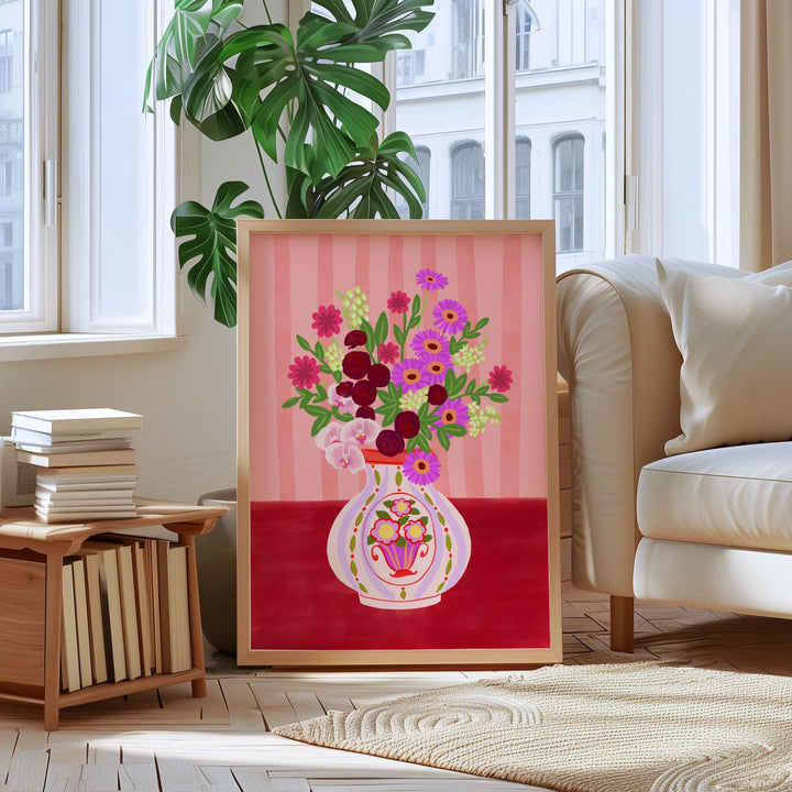 Flowers in Vase Print Red | Wholesale