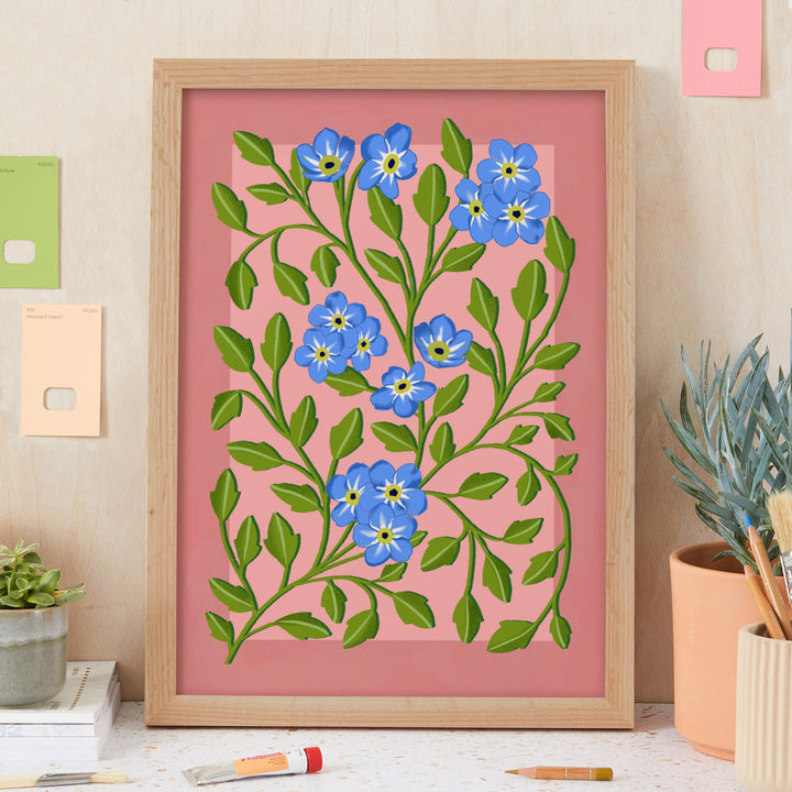 Botanical Patterned Art Print Pink | Wholesale