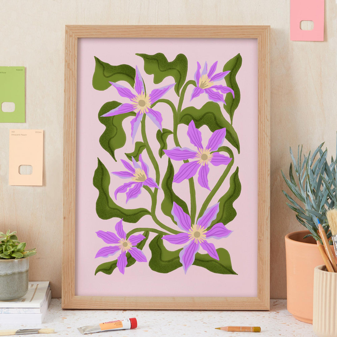 Lilac Floral Leaves Art Print | Wholesale