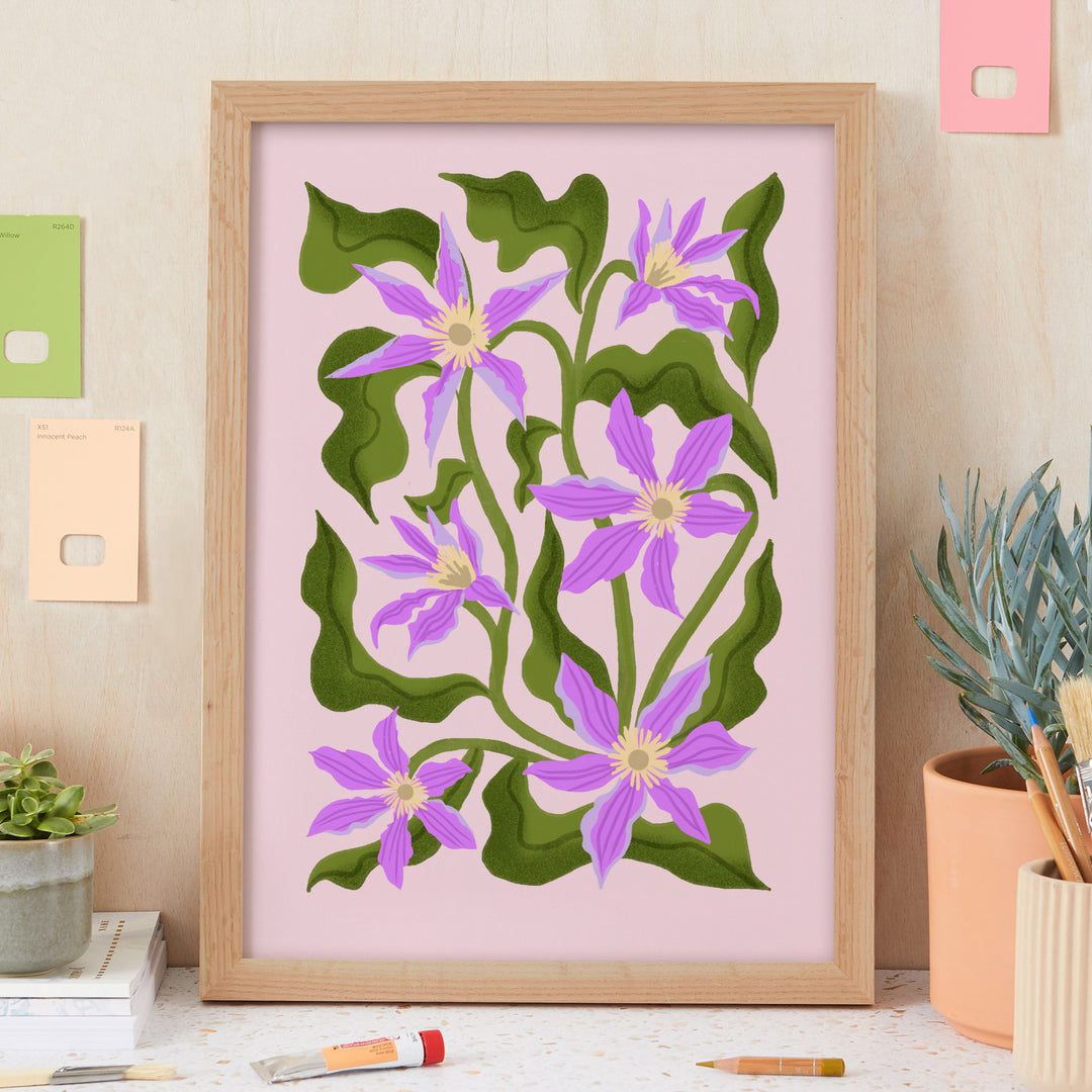 Lilac Floral Leaves Art Print