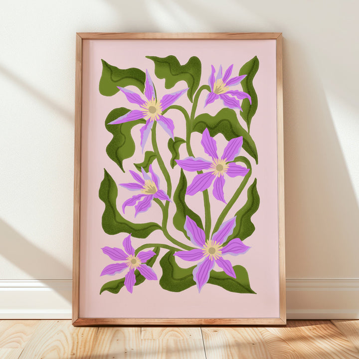 Lilac Floral Leaves Art Print | Wholesale