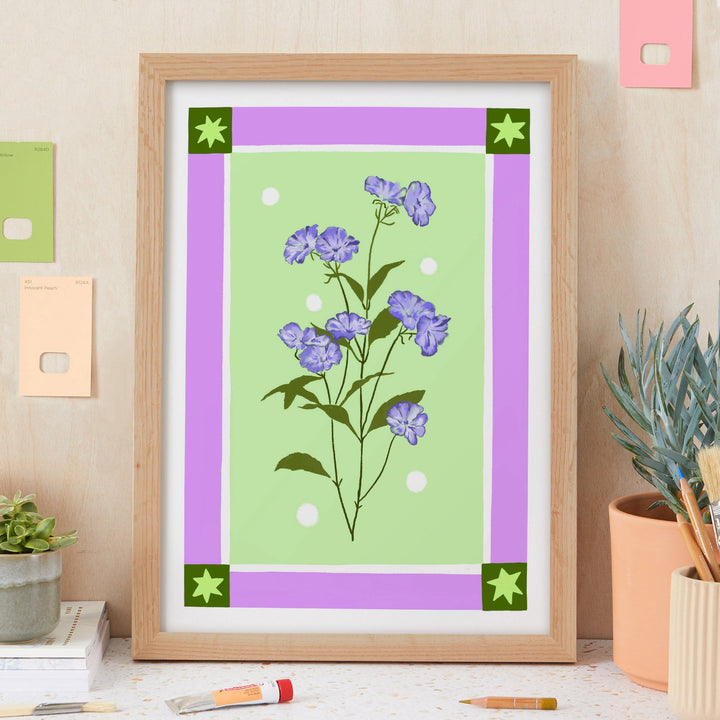 Delicate Floral Art Print with Border | Wholesale