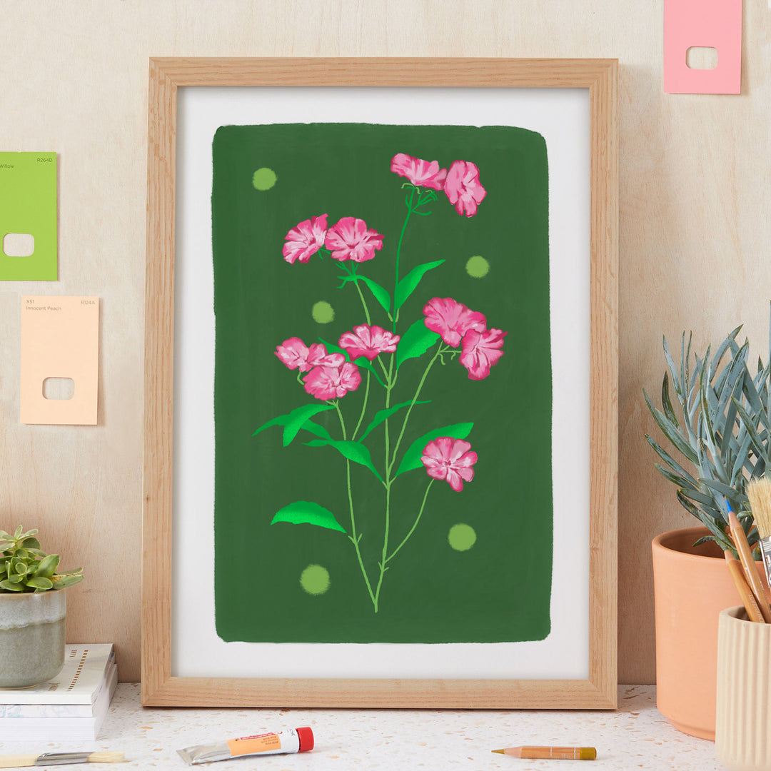 Delicate Floral Art Print Green