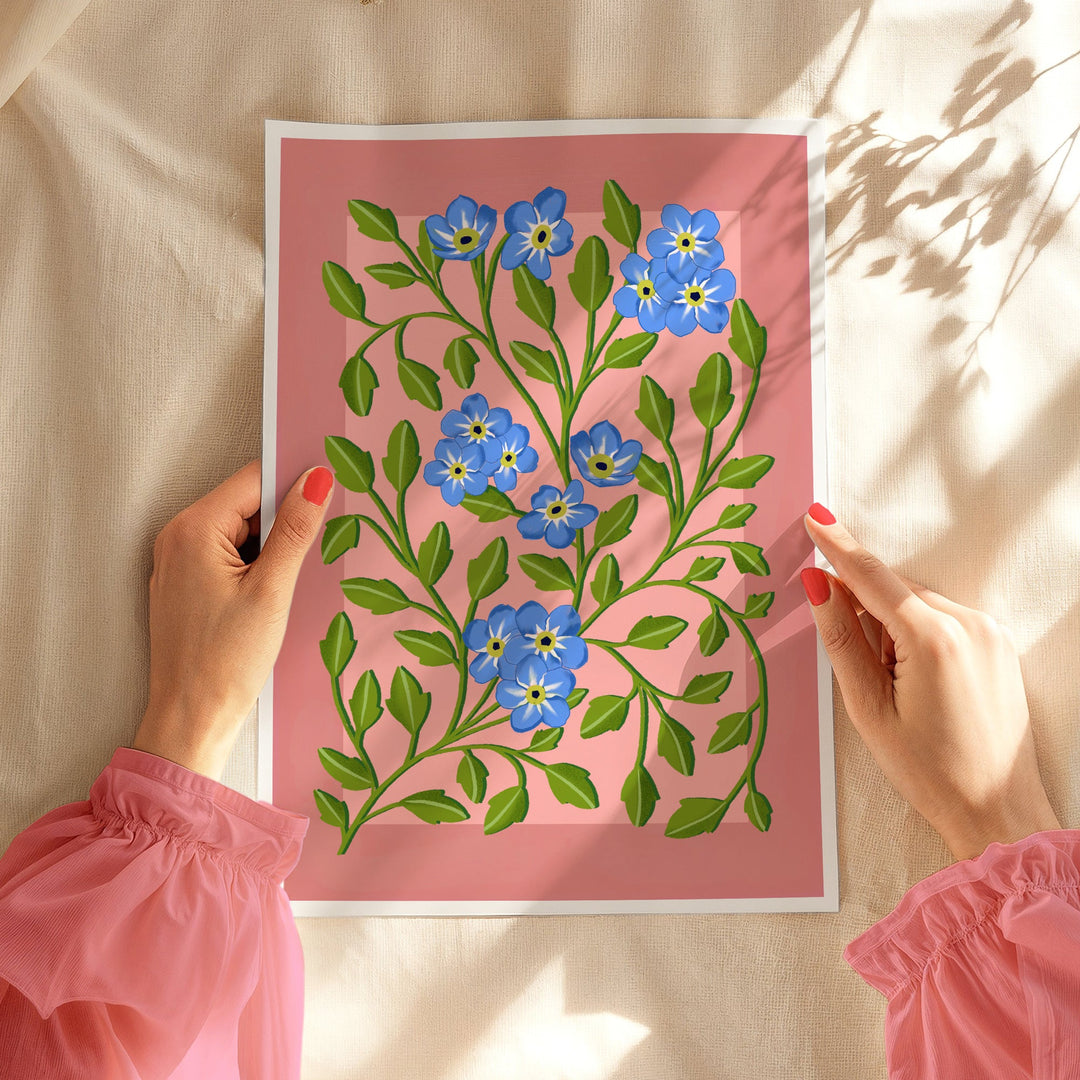 Botanical Patterned Art Print Pink