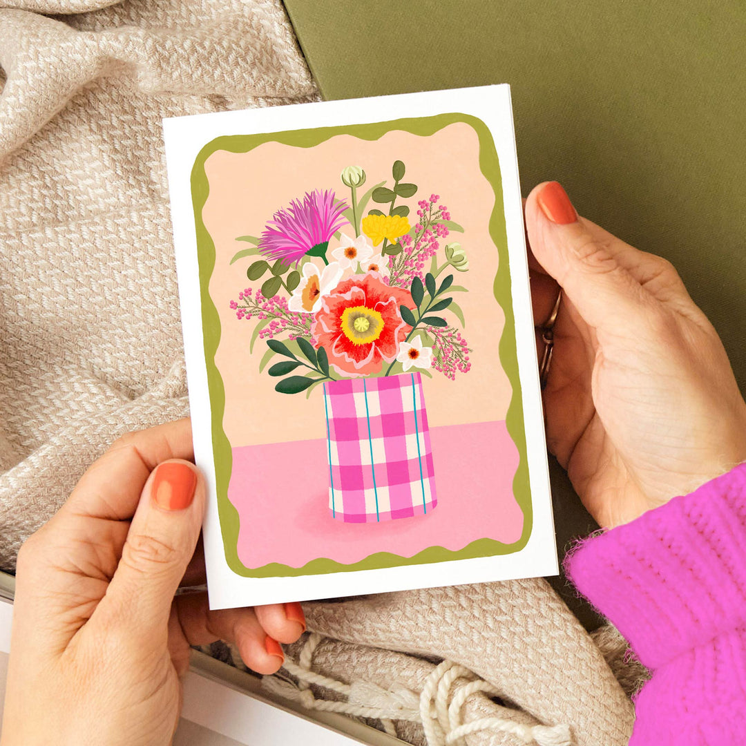 Flowers in Vase Card Peach