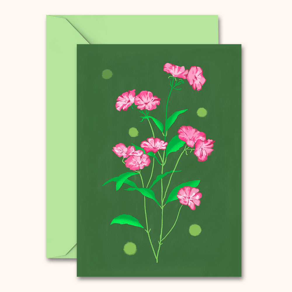 Delicate Floral Card Green