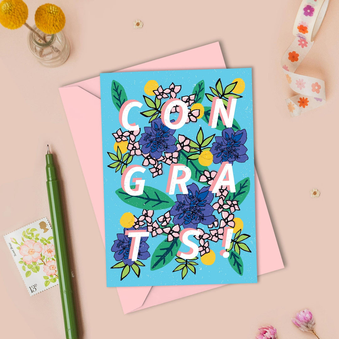 Congratulations Floral Type Card | Wholesale