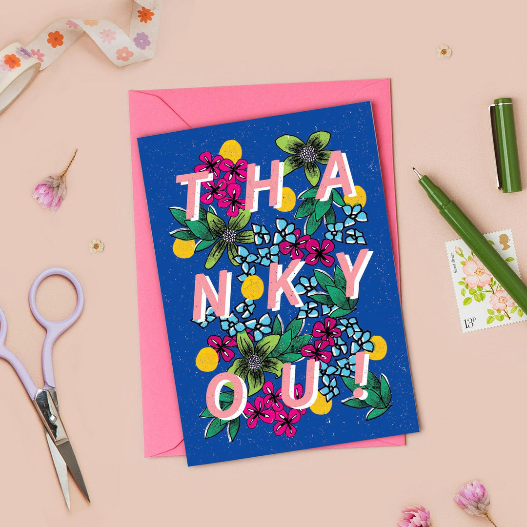 Thank You Floral Type Card | Wholesale