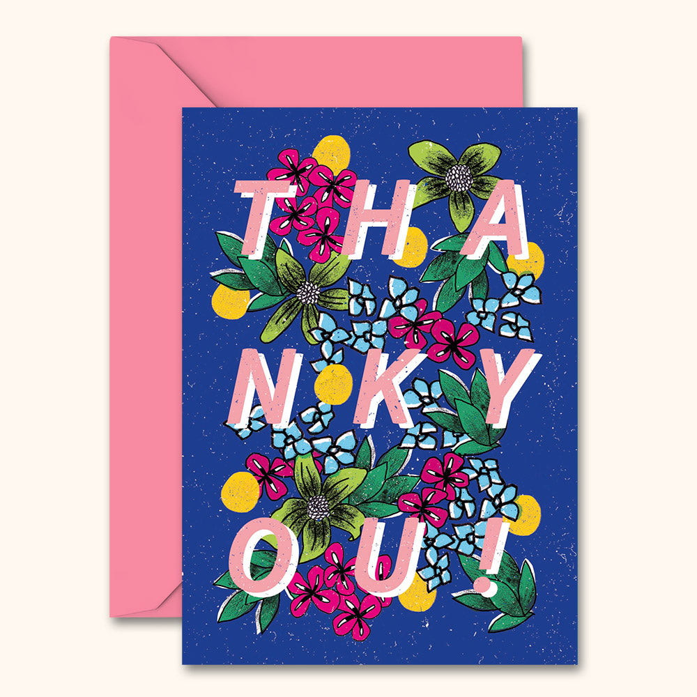 Thank You Floral Type Card | Wholesale