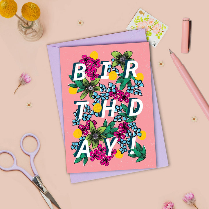 Birthday Floral Type Card | Wholesale