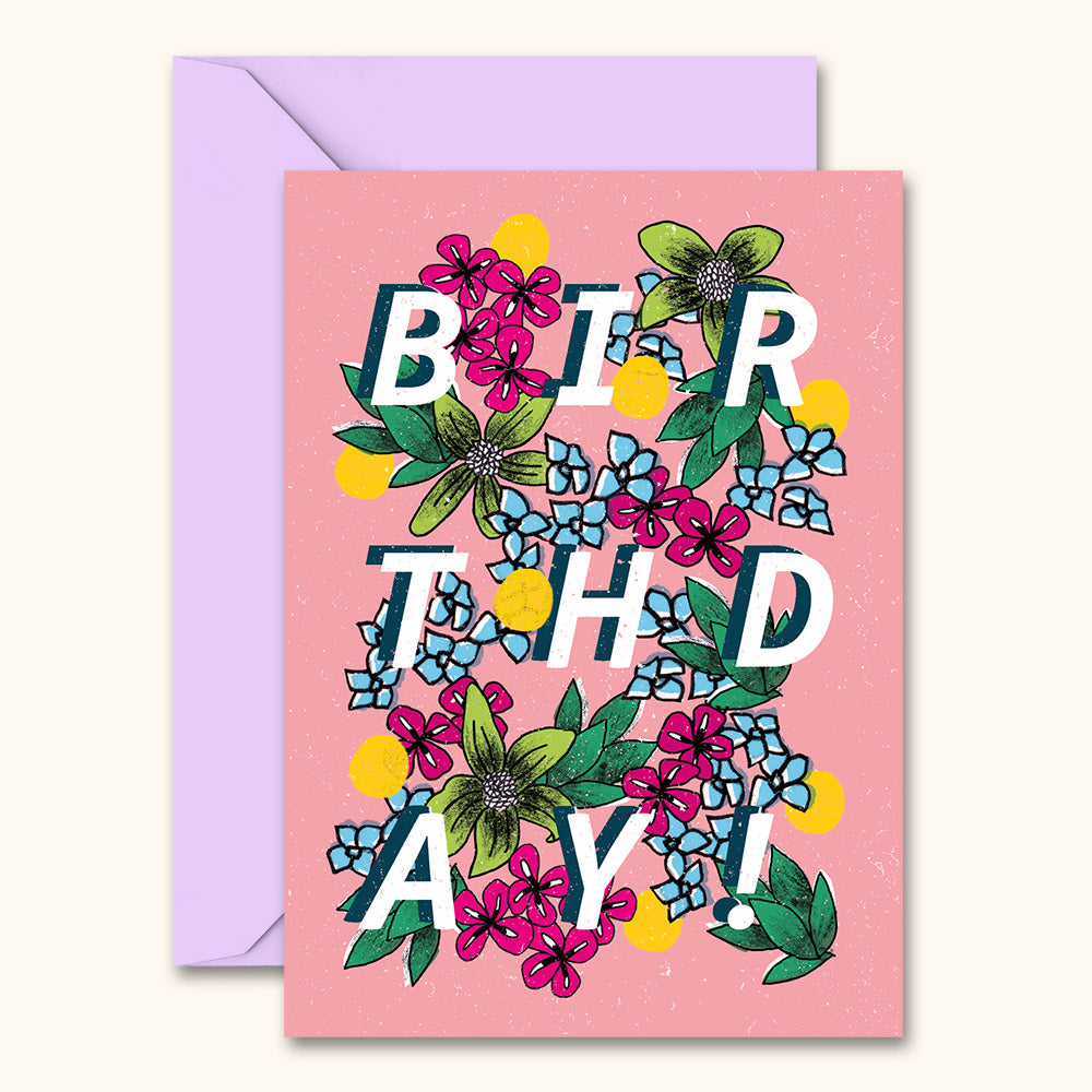 Birthday Floral Type Card | Wholesale