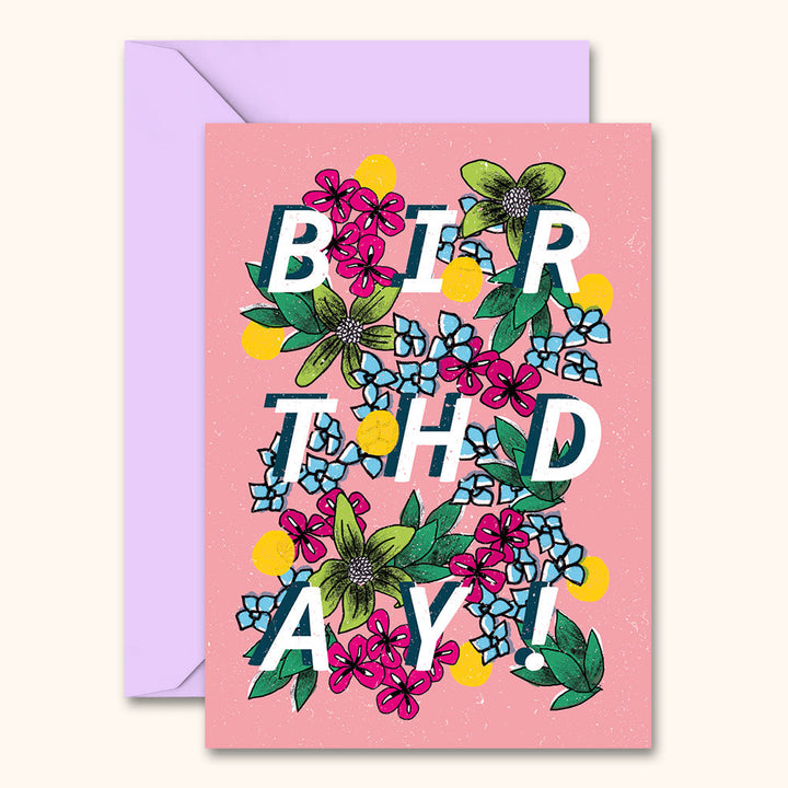 Birthday Floral Type Card | Wholesale