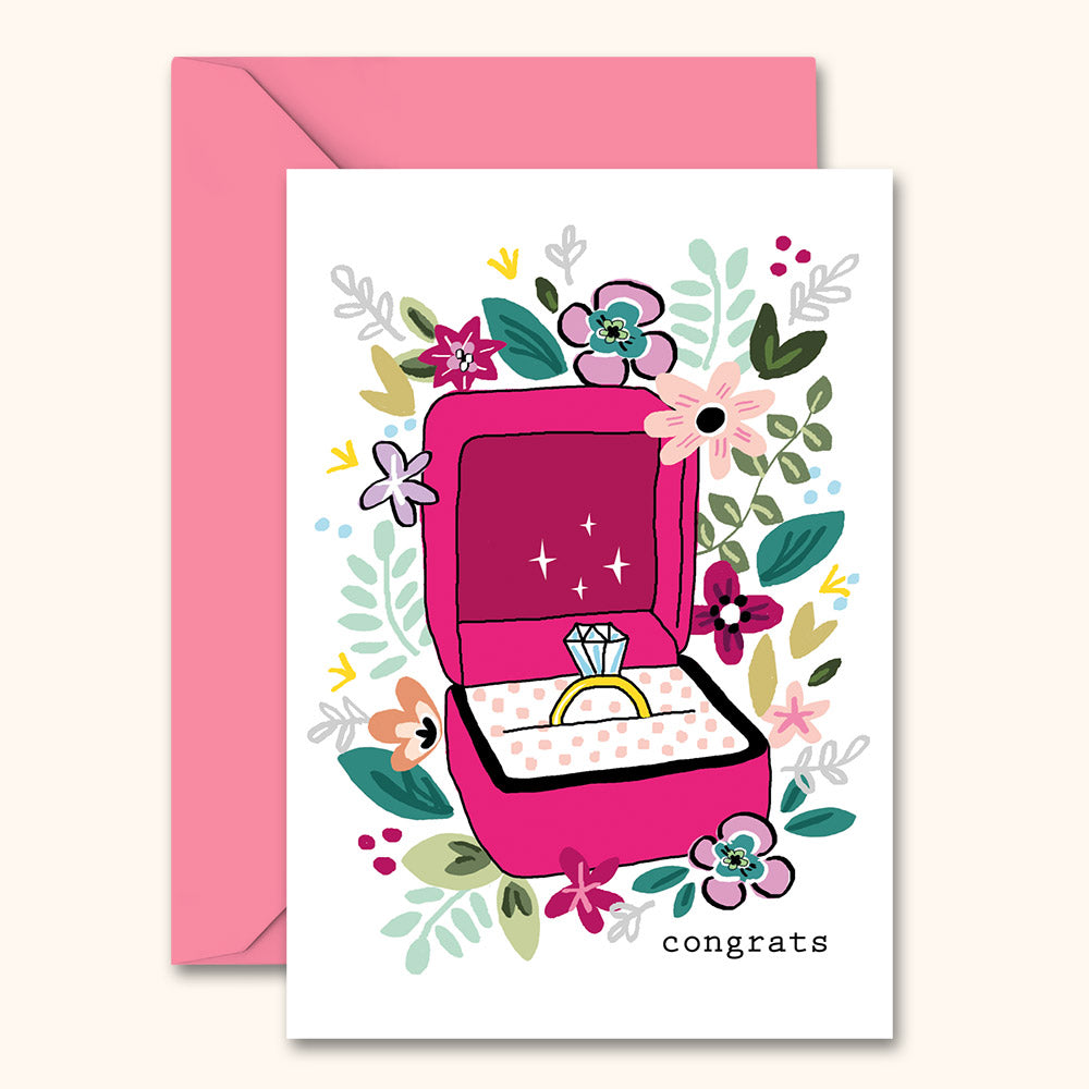 Wedding Engagement Floral Illustrated Card | Wholesale