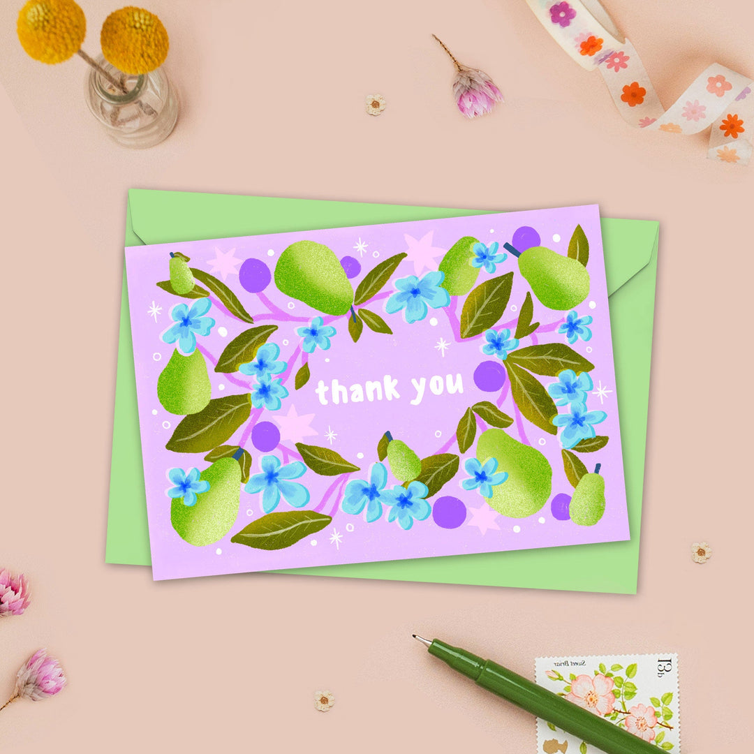 Floral Pears Thank You Card | Wholesale