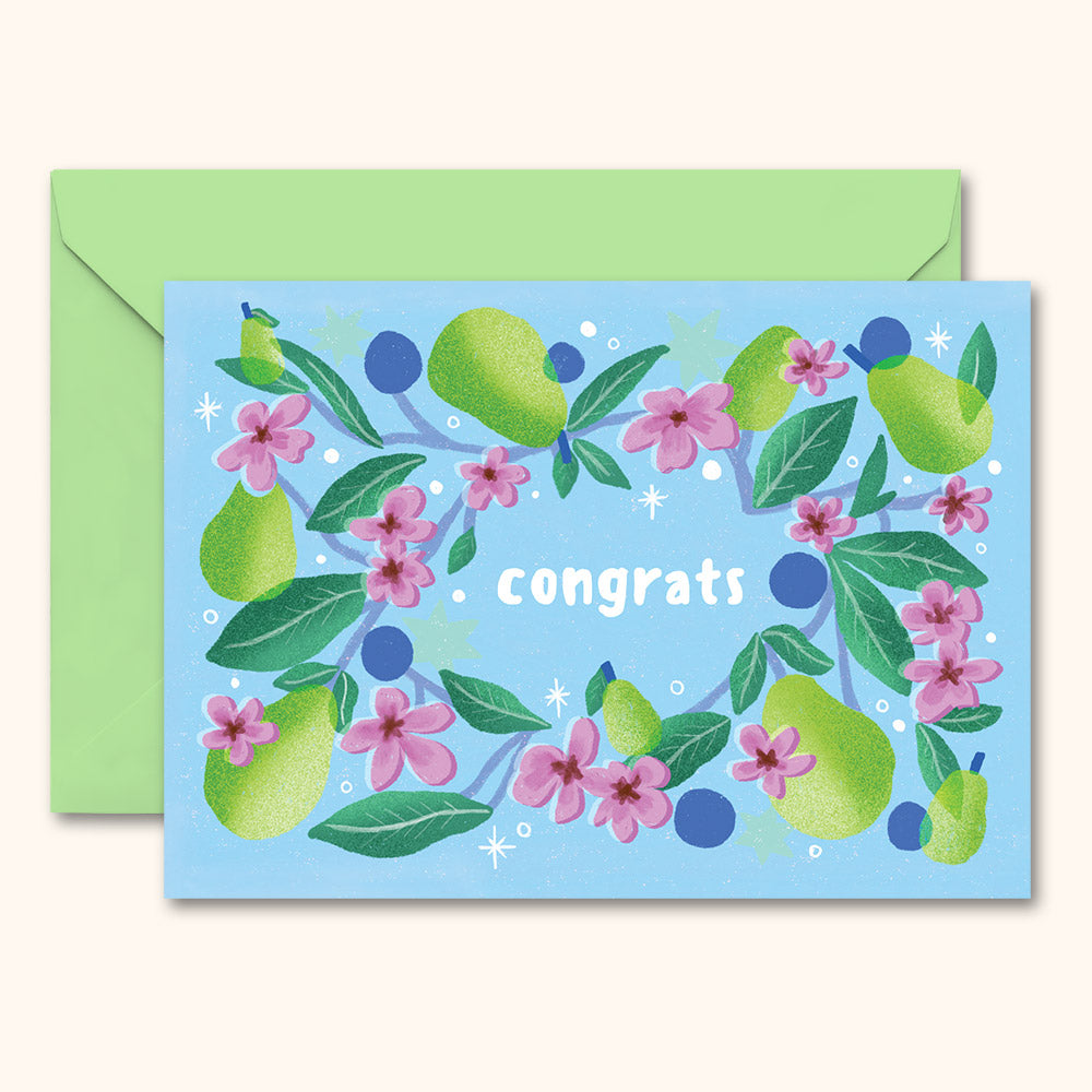 Floral Pears Congrats Card