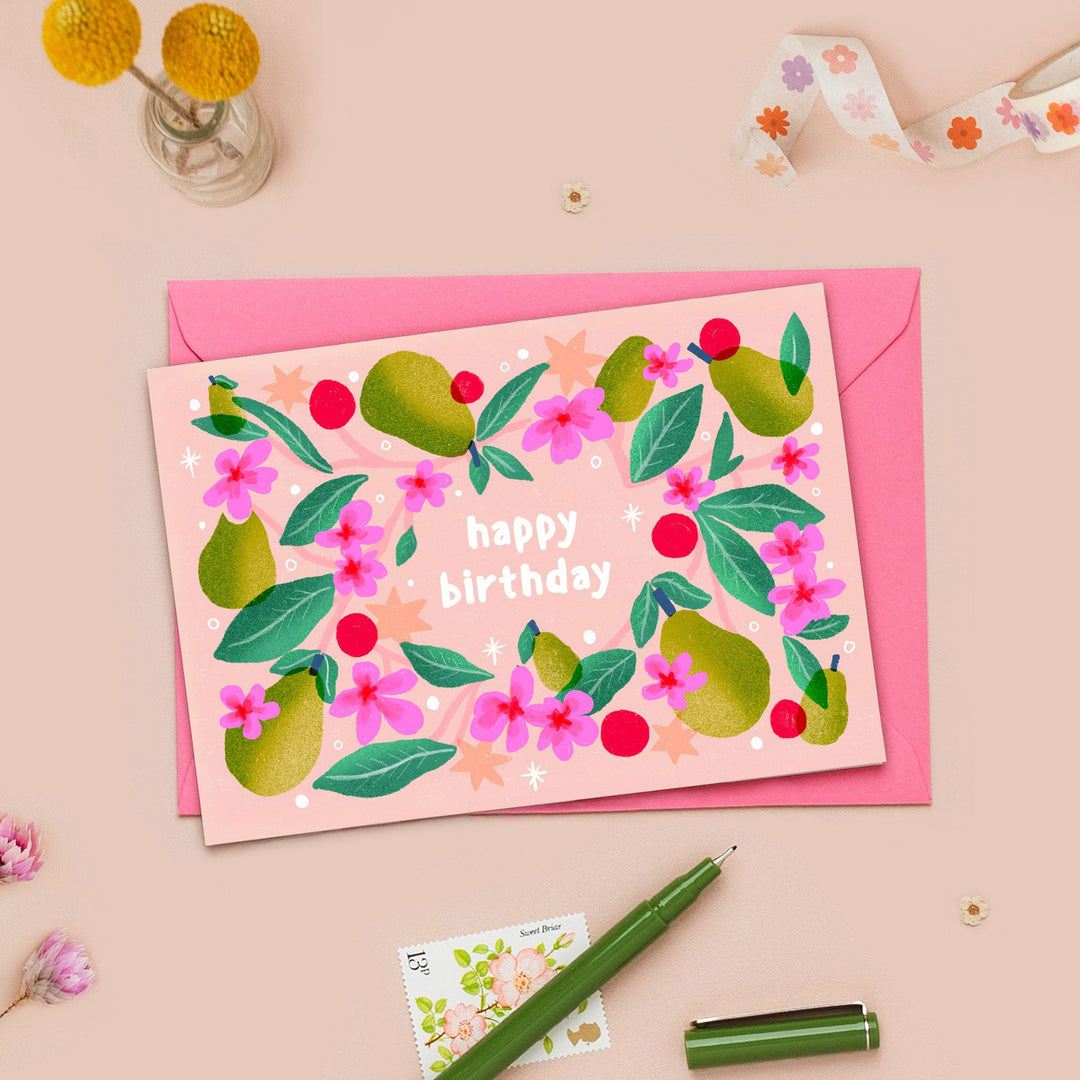 Floral Pears Birthday Card | Wholesale