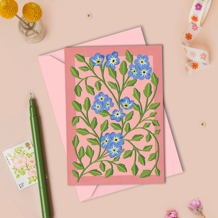 Botanical Patterned Card Pink