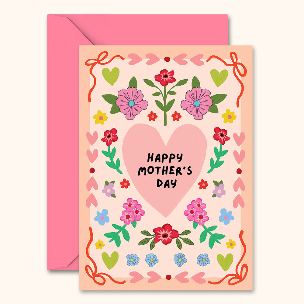 Mother's Day Card - Folk Floral Pattern