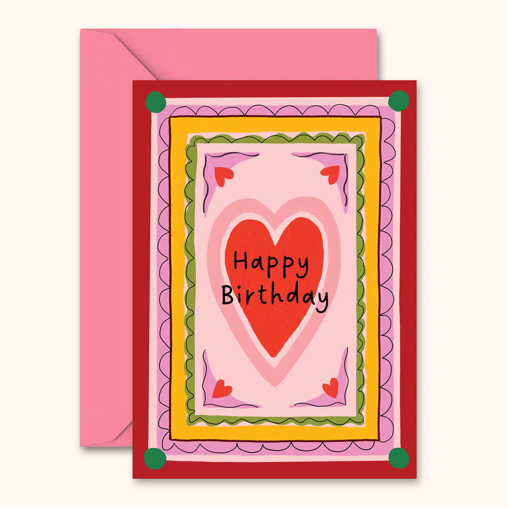 Birthday Card - Heart Patterned Border | Wholesale