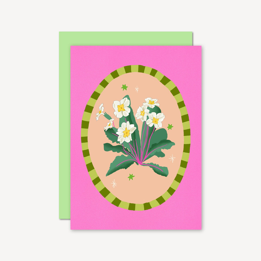 Primrose Flowers Card Border