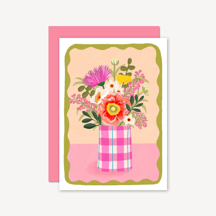 Flowers in Vase Card Peach