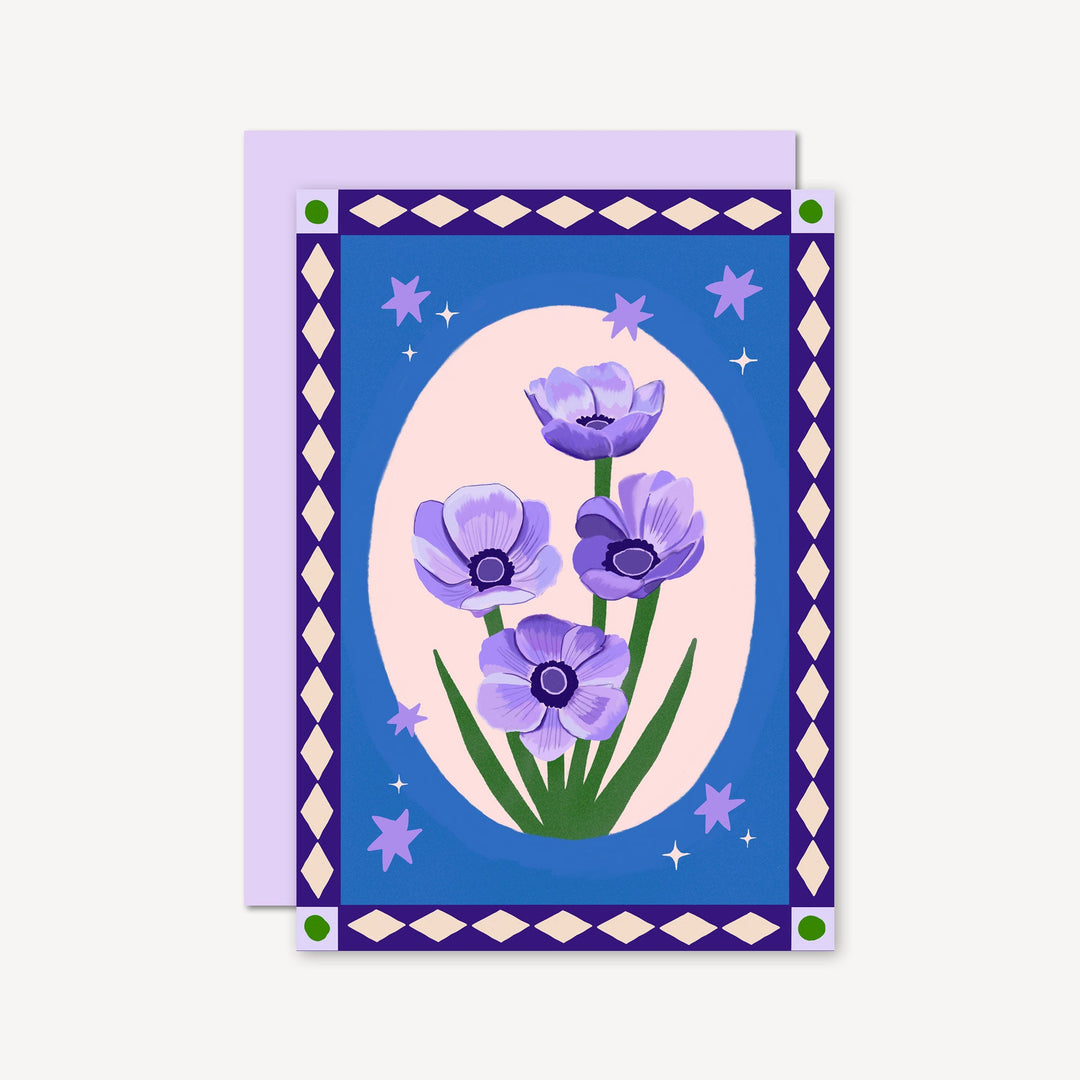 Anemone Greetings Card with Border