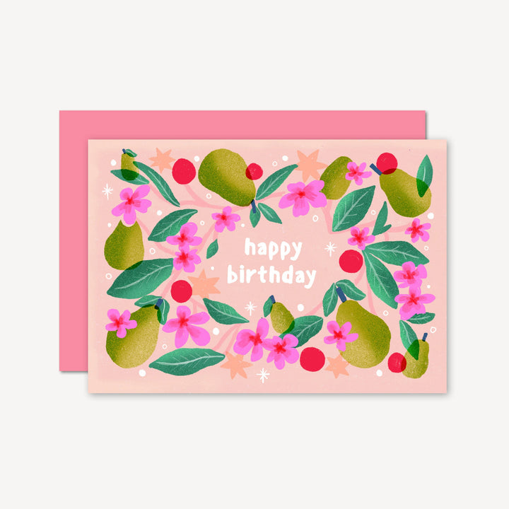 Floral Pears Birthday Card